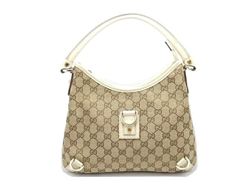 Gucci Hobo Bag Gucci Guccissima Canvas Leather Beige Cream Ivory White